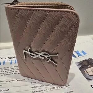 YSL Saint Laurent Cassandre Quilted Leather Zip Wallet